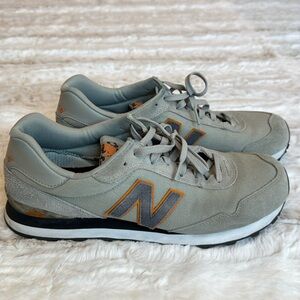 New Balance Men's Sneakers Gray Canvas with Orange Accents